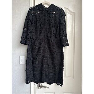 NWT Karl Lagerfeld Paris Floral Black Lace Embroidery Dress Women Size 8